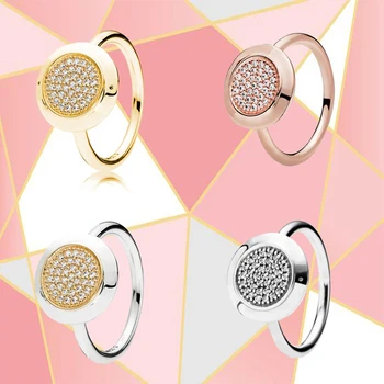 2021 חדש באיכות גבוהה כסף סטרלינג 925 קלאסי לוגו Pavé זירקון הטבעת לנשים, מקורי באיכות גבוהה 1:1 תכשיטי אופנה