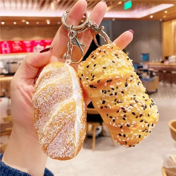 מדומה לחם מחזיק מפתחות חמאה לחם מתעצבן צעצועים קוקוס לחם Keyring פופ זה משחק לסחוט חמאה לחם מודל מזון תליון