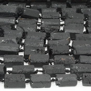 טורמלין שחור טבעי לא סדיר צינור נאגטס, 8x14mm-9x16mm, משטח מחוספס