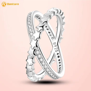 Danturn חדש סטרלינג 925 טבעות כסף נוצץ כוכב שביל הטבעת נשים ליצירת תכשיטים מתנה