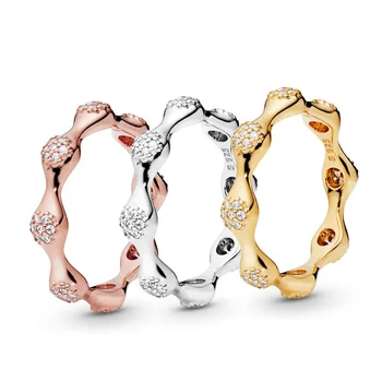 חדש פן בסגנון פרח ים הטבעת אירופאי ואמריקאי פשוט זירקון טבעת כסף 925 סגור טבעת מתנה ליום האהבה המפלגה