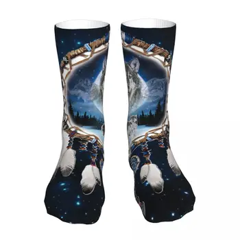 הזאב ההודי לוכד החלומות יוניסקס חידוש גרביים בחורף גרביים עבות סריג רך מזדמן גרביים