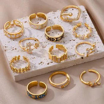 חדש לא סדירים טבעות נישואין לנשים יוקרתי מצופה זהב פאנק מתכוונן טבעת אצבע תכשיטים וינטאג ' מתנה לחג המולד סיטונאיים