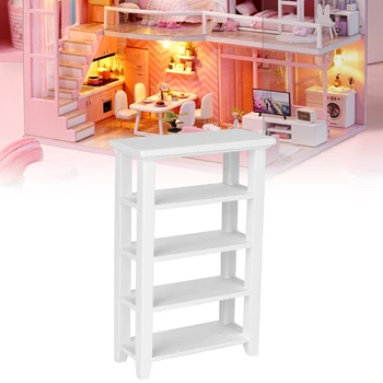 רהיטים צעצועים מיניאטורי דגם רהיטים מעץ 4 שכבות מדף מדף תצוגה 1:12 בית בובות אביזר פנים צעצוע לילדים