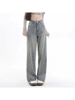 נשים באגי ג 'ינס וינטג' -2000 Y2k-90 אסתטי ג ' ינס מכנסיים אופנה קוריאנית גבוהה המותניים רחב הרגל קאובוי מכנסיים 2023 בגדים