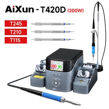 AIXUN T420D-T245/T210/T115 200W אינטליגנטי כפול ריתוך תחנת בקרת טמפרטורה HD תצוגת LCD תיקון כלי עבור IPhone