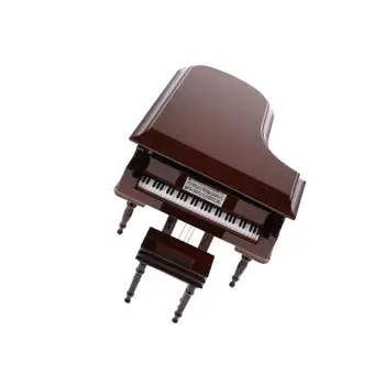 מיני פסנתר מודל עץ דקורטיבי+פלסטיק עבור יום הולדת קישוט Playset שחור