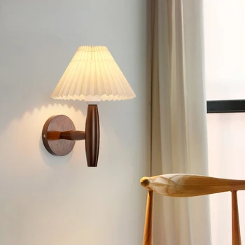 מודרני עץ פשוט LED מנורת קיר קיפול מטריה מסדרון הכניסה מרפסת המחקר שליד המיטה בחדר השינה עיצוב הבית אור חמים ונעים