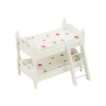 ייחודי ייחודי עם מיטת קומותיים מיטת קומותיים דגם חסון גיאומטריות מיניאטורי עם מיטת קומותיים של בית הבובות עיצוב פנים משחקים לילדים צעצוע
