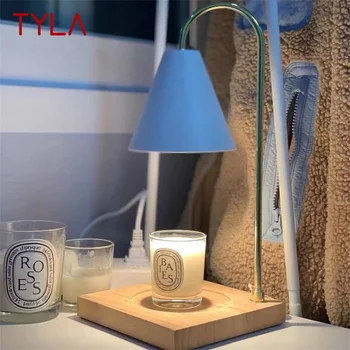 טיילה מודרני יצירתי מנורת שולחן מעץ פשוט הנר השולחן תאורה LED הביתה קישוט חדר השינה