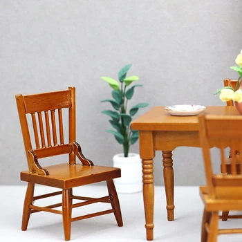 1:12 בית בובות מיניאטורי מעץ כיסאות האוכל הכיסא מיני רהיטים דגם בית הבובות הסלון זירת עיצוב אביזרים