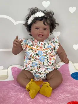 24Inch אפרו-אמריקאי בובה Kodi שחור עור התינוק נולד מחדש הפעוט בובת ילדה 3D העור עם נראים לעין ורידים בעבודת יד צעצוע מתנות