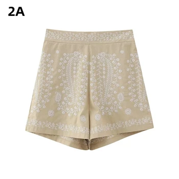 2ABA 2023 הנשי החדש אופנה טמפרמנט גבוה המותניים רזה שיק מעודן רקום מזדמנים מכנסיים לנשים החג סגנון קצרים.