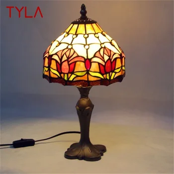 טיילה טיפאני זכוכית, מנורת שולחן LED יצירתי אמנות רטרו השולחן תאורה אופנה עיצוב הבית הסלון, חדר השינה ליד המיטה