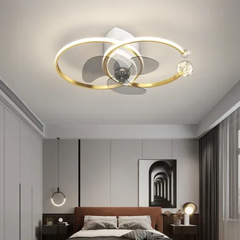 נורדי עיצוב תקרות עם תאורת led עבור חדר השינה מאוורר תקרה מנורת מסעדת חדר האוכל מאווררי תקרה עם שלט רחוק מנוע DC