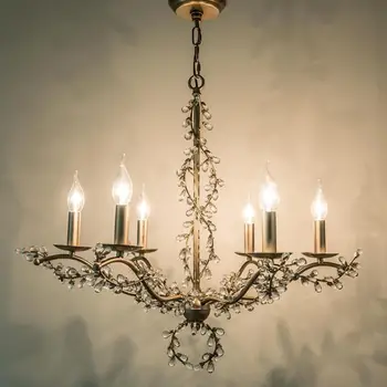 לובי עתיק סילבר קריסטל נברשת הובילה lustres הביתה בציר המנורה השינה תליון תקרה נברשת בחדר האוכל תאורה