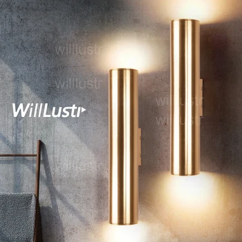 Willlustr אלומיניום פמוט קיר LED מנורת קיר מתכת עיצוב תאורה מנורות זהב שמפניה צינור אור צינור מינימליזם יוקרתי אור