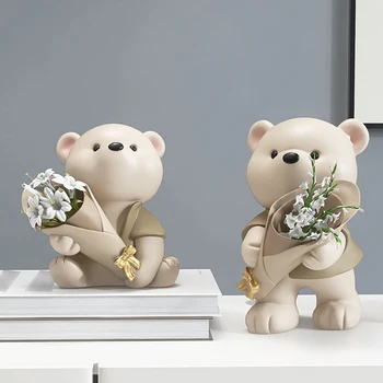 יצירתי פסל הדוב קישוטים ואביזרים, בסלון טלוויזיה ארונות במסדרון סידורי פרחים אגרטלים, מתנות חנוכת בית