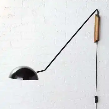 נורדי שחור מנורת קיר מודרני Led מנורת הלילה בחדר השינה מנורת יצירתי נשלף מלון הנדסה קריאת נרות מנורת קיר