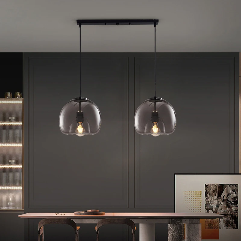 זכוכית מודרני הוביל תקרה נברשת E27 שחור תליון מנורה חיה חדר אוכל מטבח חדר שינה מודרני אפור אמנות . ' - ' . 2