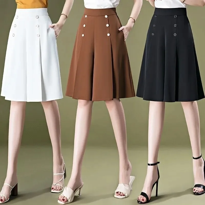 חצאית קו החצאית לכסות את הבטן הגדולה טבור גבוהה המותניים מטריה חצאית נשים קיץ 2023 חדש רזה בתוספת גודל חצאית . ' - ' . 1