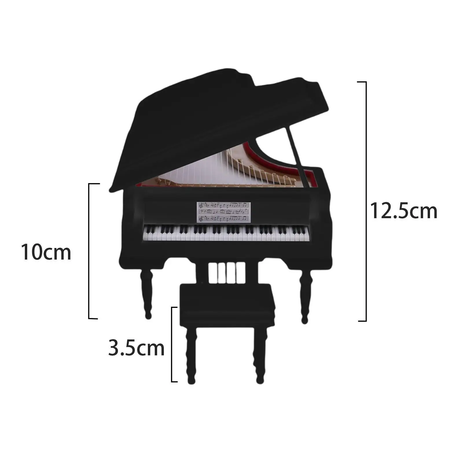 מיני פסנתר מודל עץ דקורטיבי+פלסטיק עבור יום הולדת קישוט Playset שחור . ' - ' . 3