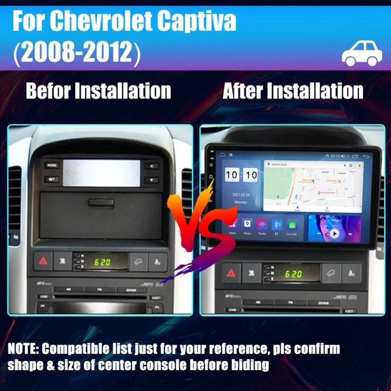 אנדרואיד 13 רדיו במכונית עבור שברולט Captiva 2008-2012, 9ס מ 2K נגן מולטימדיה עם 4G המכונית Carplay & 2Din ניווט GPS. . ' - ' . 1