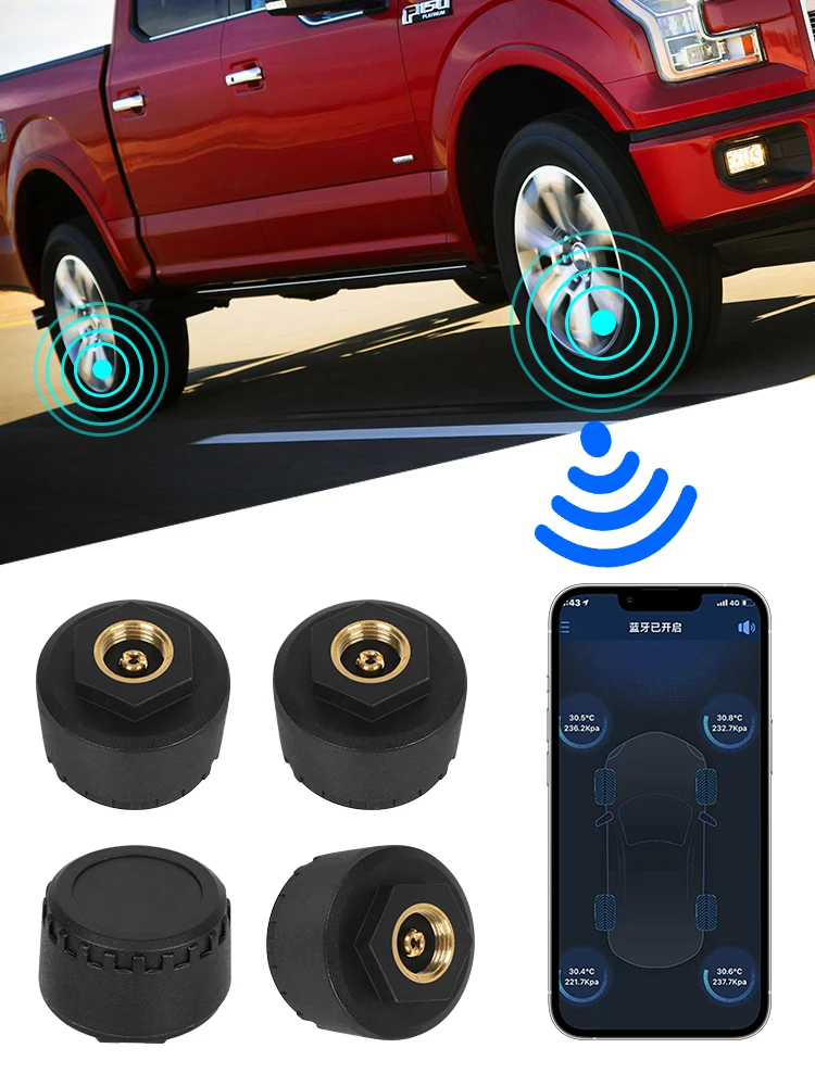 אוניברסלי 0-100PSI Bluetooth 5.0 tpms אופנוע למכונית מערכת ניטור לחץ צמיגים חכם עבור אנדרואיד/IOS הנייד . ' - ' . 0