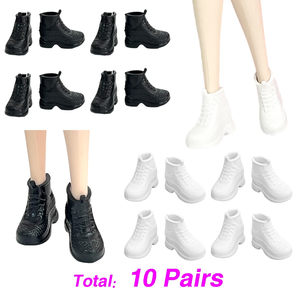 חדשות 10 זוגות /סט אופנה נעלי ספורט שחור ולבן ספורט נעלי בובה ברבי מגפיים אביזרים ילדה תינוק צעצועים . ' - ' . 0
