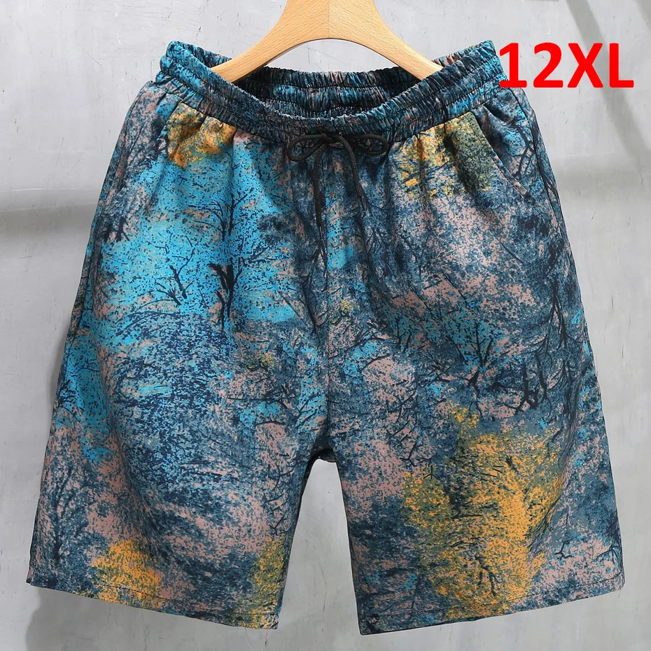 החוף הוואי מכנסי גברים היפ הופ אופנת רחוב Tie-dye קצר בתוספת גודל 10XL 12XL בקיץ מכנסיים קצרים זכר . ' - ' . 0
