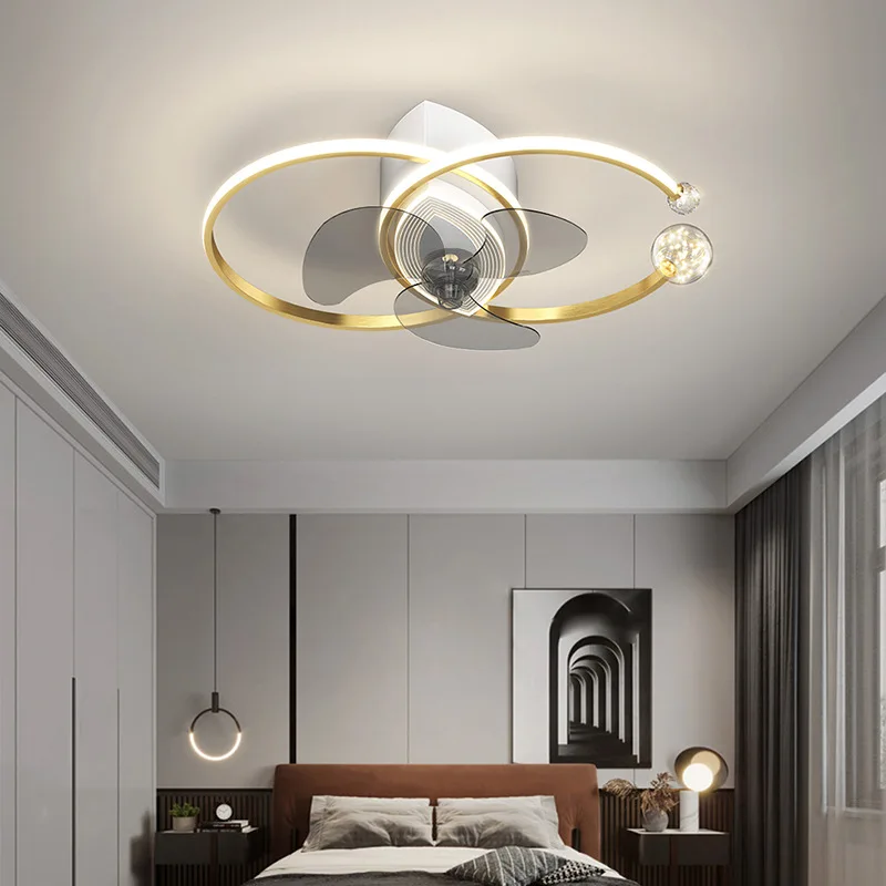 נורדי עיצוב תקרות עם תאורת led עבור חדר השינה מאוורר תקרה מנורת מסעדת חדר האוכל מאווררי תקרה עם שלט רחוק מנוע DC . ' - ' . 0