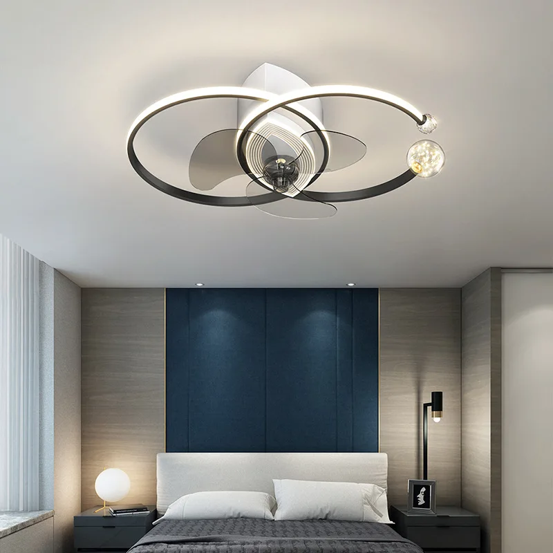 נורדי עיצוב תקרות עם תאורת led עבור חדר השינה מאוורר תקרה מנורת מסעדת חדר האוכל מאווררי תקרה עם שלט רחוק מנוע DC . ' - ' . 1