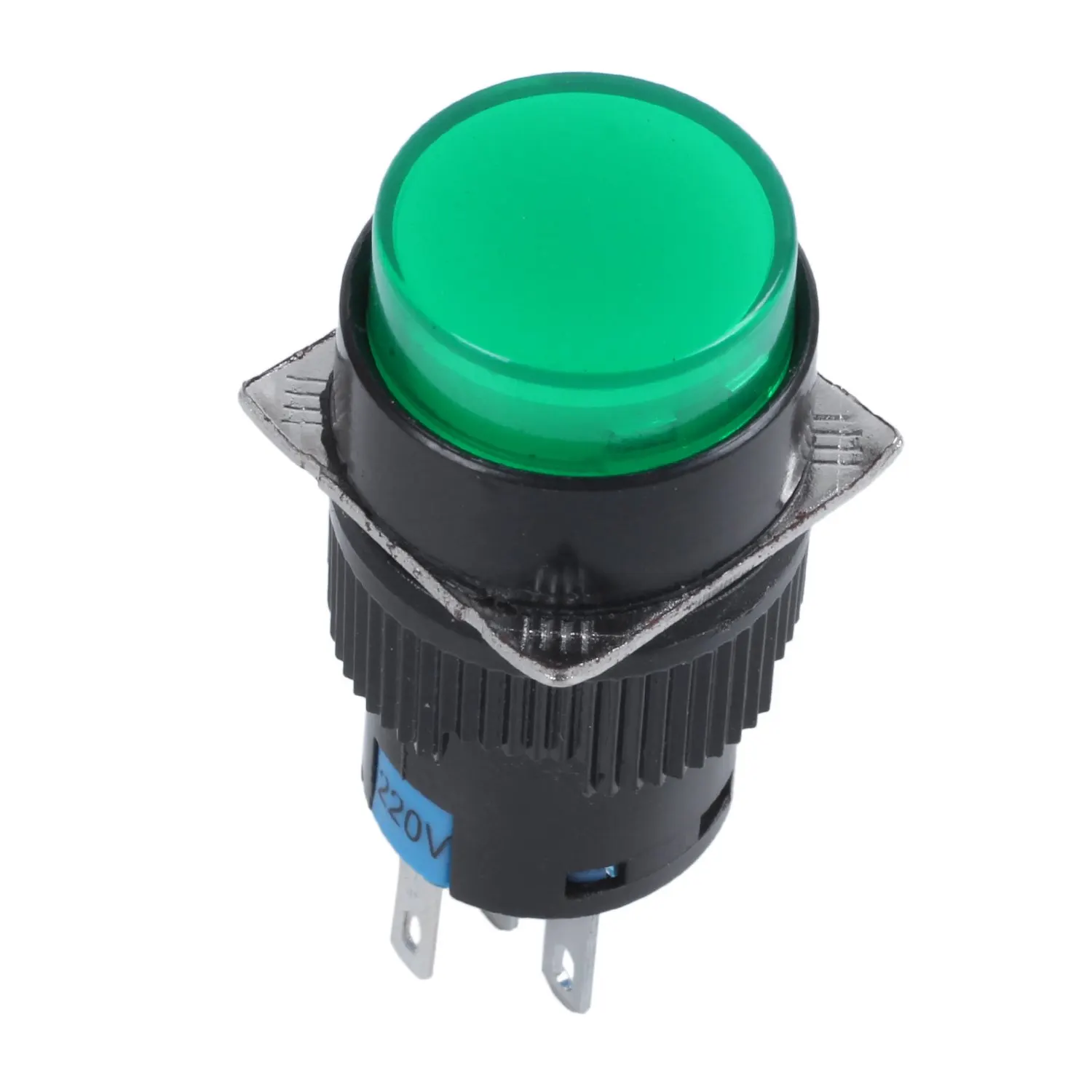 AC 250V 5A SPDT 1NO 1NC 5 סיכות הבריח ירוק החלף לחצן w 220V מנורת LED . ' - ' . 1