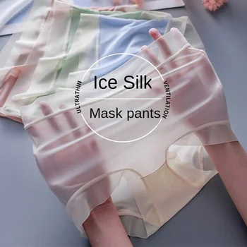 3Pcs L-XL תחתוני נשים סקסיות תחתוני תחרה בנות קרח משי נוחות תחתונים בתוספת גודל גבוה המותניים חלקה תחתונים נקבות