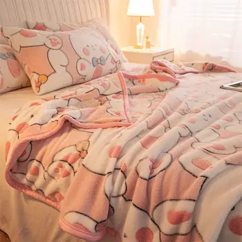 דו צדדי מרופד צבעוני שמיכה השינה חמימות בחורף יחיד כפול שמיכות צמר couverture de מואר חם hiver maison